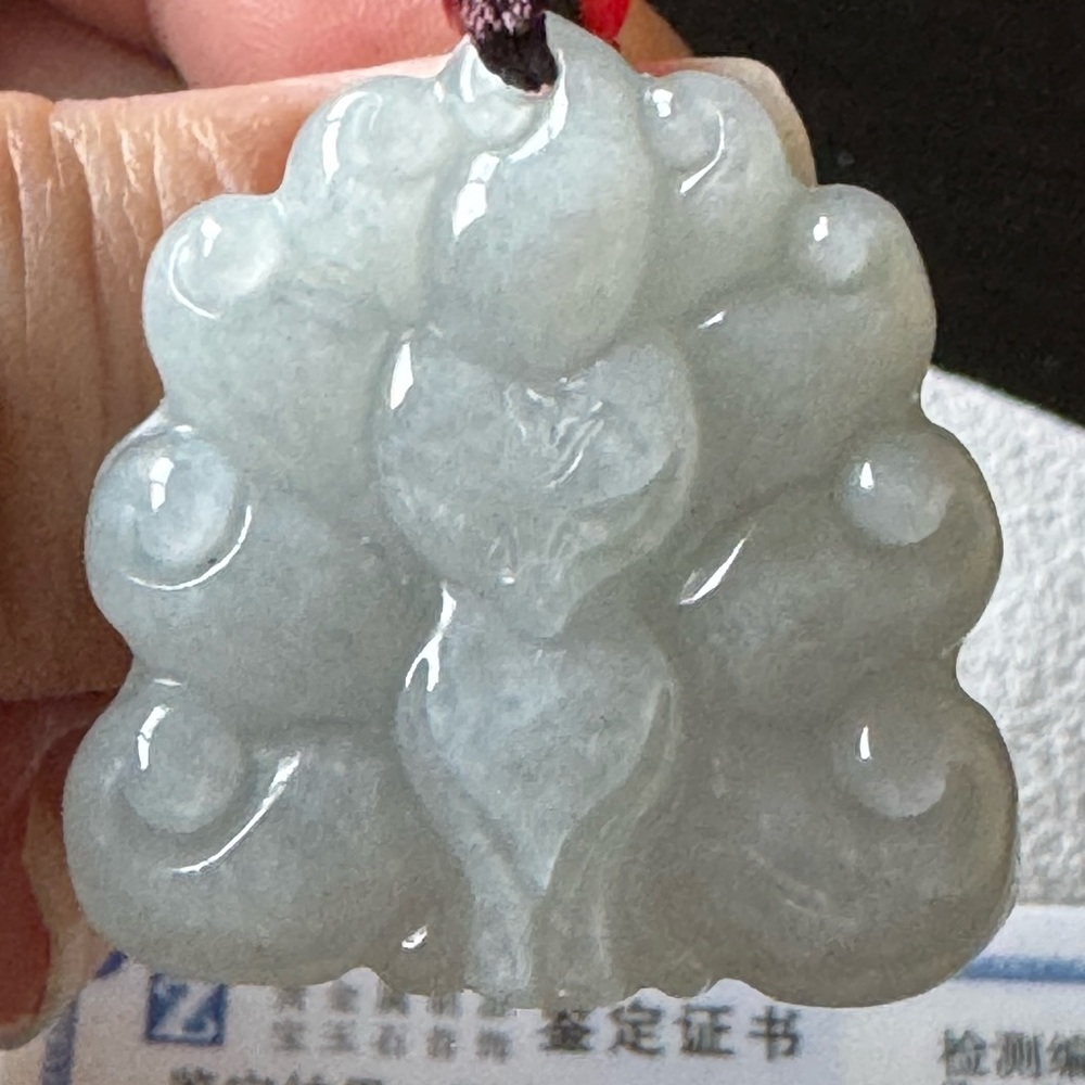 Exquisite 9 Tail Fox Burmese Jadeite Pendant Necklace